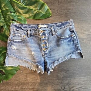Free People 5 Button Frayed Shorts